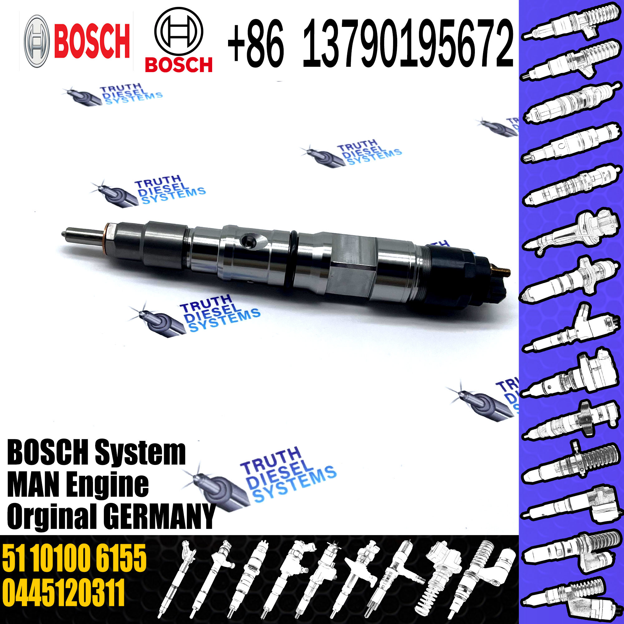 Common rail injector 0445120281 0445120311 For MAN 51101006121 51101006141 51101006155 0445120202