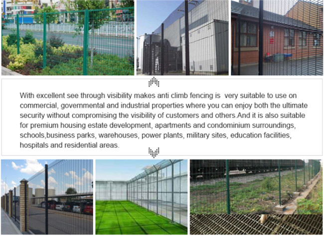 HBGB V Folded Top RAL 2.2m Anti Climb Mesh Fence OEM Anti Cut