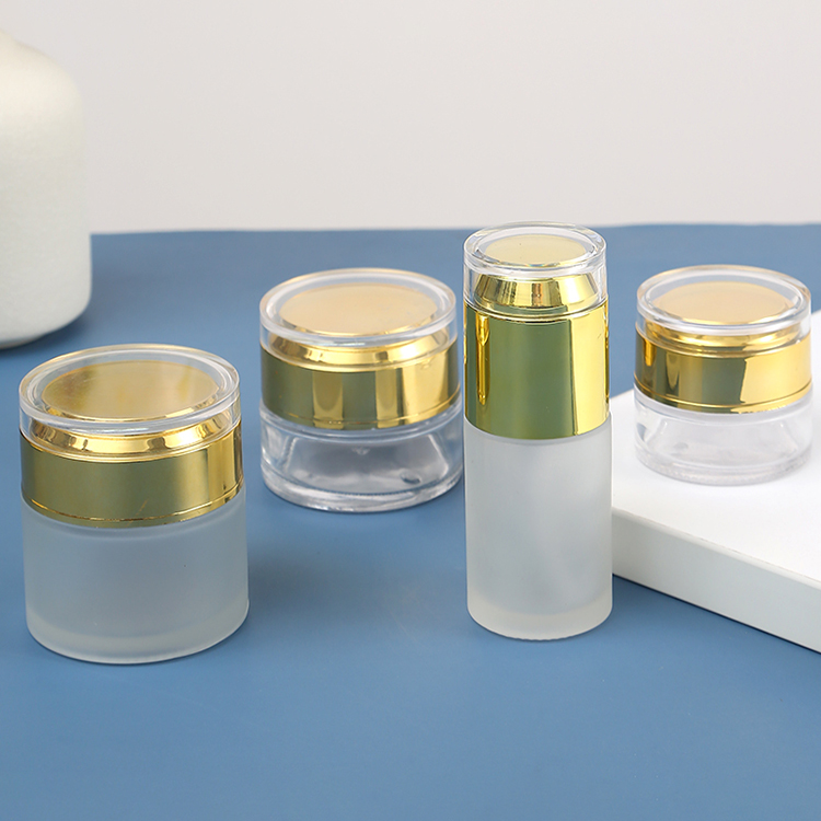 Bamboo Cap Skincare Body Lotion Cosmetic Packaging 30g 50g 100g Glass Empty Container Frosted Cream Jars for Cosmetic