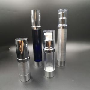 China 10ml 15ml 20ml 30ml silvering plastic plating hot stamping manufacturer lotion airless pump bottle cosmetic wholesale on sale