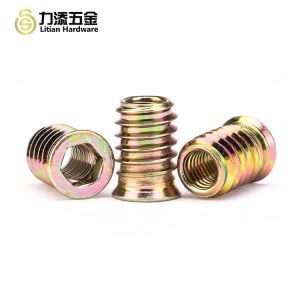SS304 Wood Insert Lock Nut Hexagon Socket Color Zinc Plated