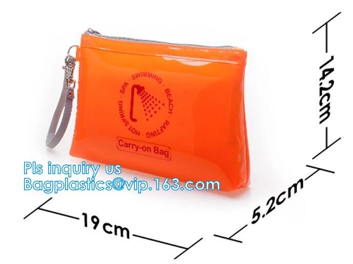 grip slider bags, Stand Up Cosmetic Pouch with Slider Zipper Closure, PVC HEAT SEALED BAG WITH SLIDER ZIPPER