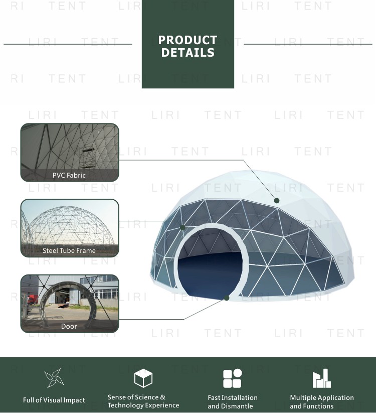 China Manufacturer 6m Outdoor Waterproof Luxury Geodesic Dome Hotel Glamping Tent for Sale