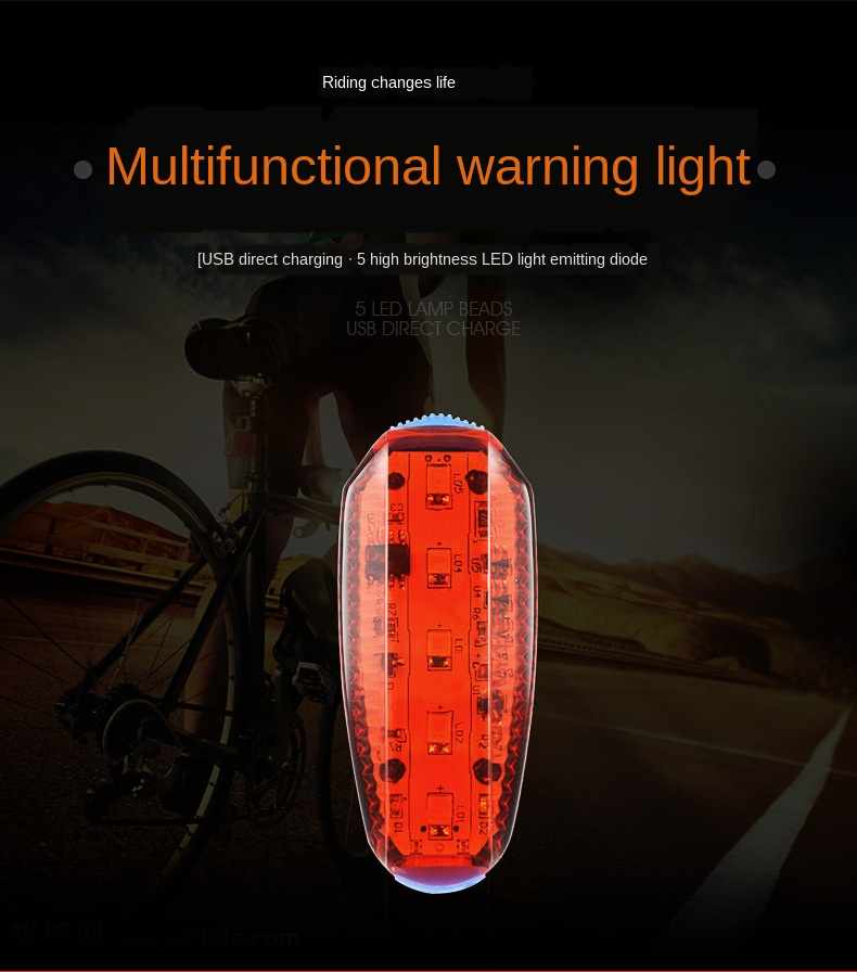 New Arrival Night Safety Alarm Usb Bike Tail Light Headlamp Mountain Bike Taillight