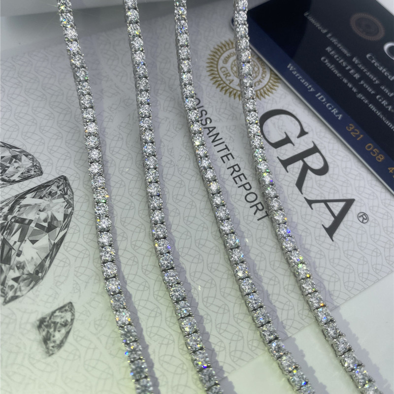 5MM Moissanite Tennis Chain 6.5MM Lab Diamond Tennis Chain 925 Sterling Silver