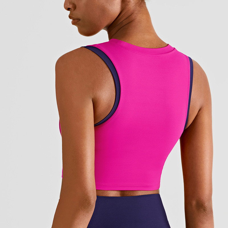 Nuls Skin Friendly Contrast Color Sports Bra Gathered Fitness Yoga Vest Top