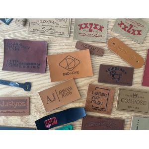 China Laser Engraving Blanks Leatherette Khaki & Brown Hat Patches - PU Leather Iron On Hat Patches For DIY Custom Laserable Engravable Craft Gifts on sale