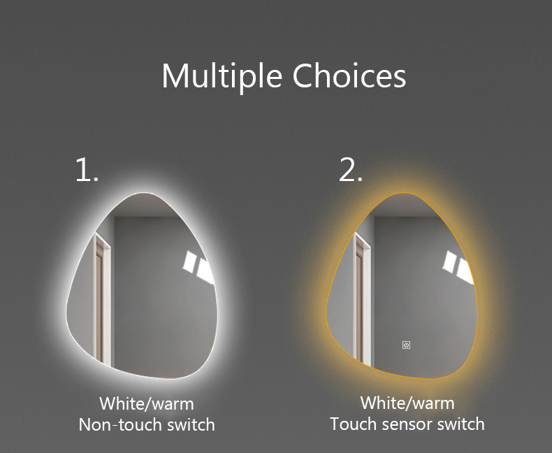 Irregular LED Round Bathroom Mirror 6500K 3200K Luxury Illuminated Bathroom Mirrors