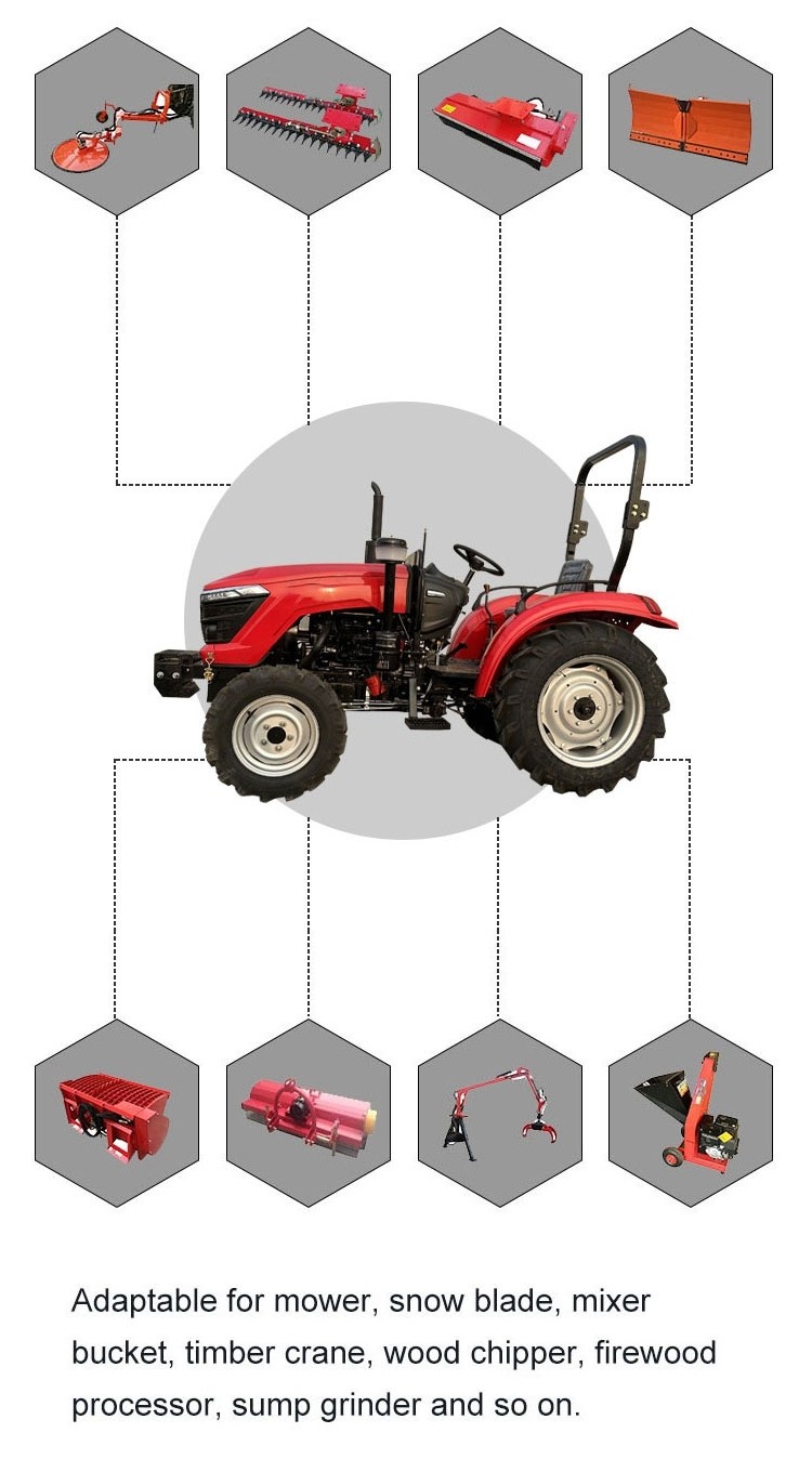 Multifunctional 4WD Wheel Tractor 50HP 4 Wheel Drive Farm Tractors