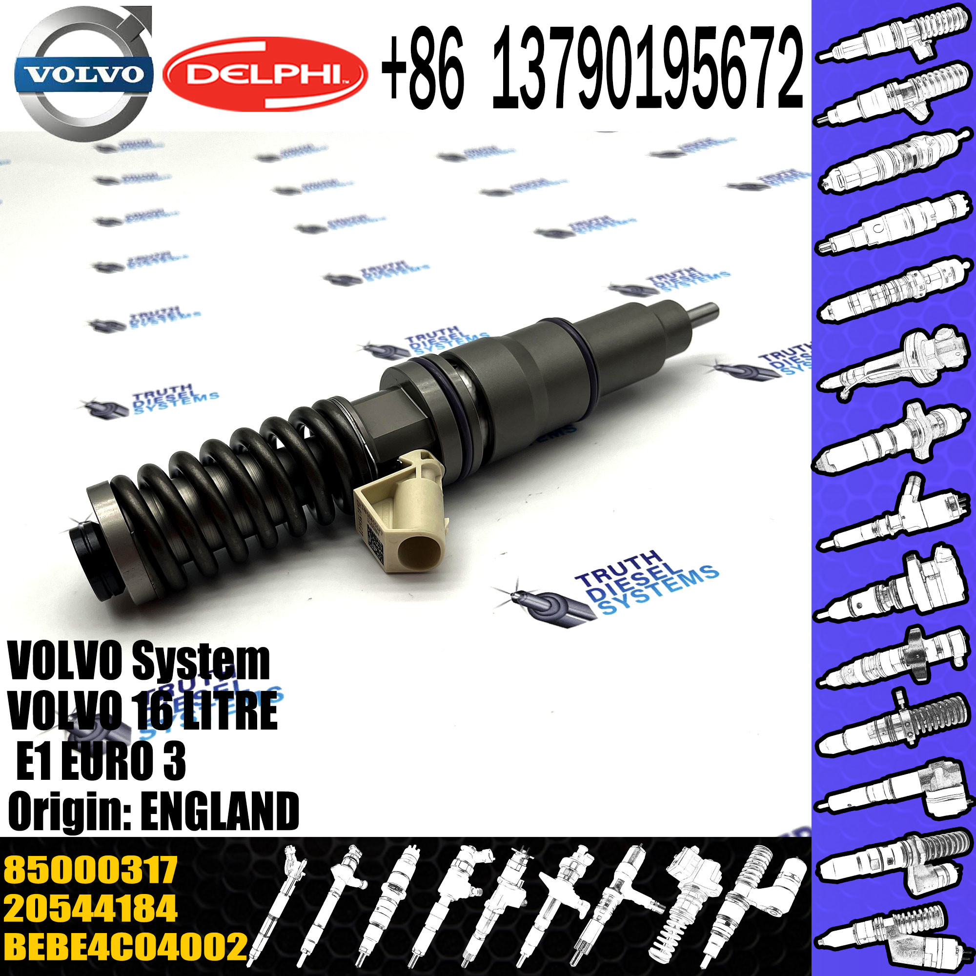 Diesel Fuel Injection System Unit Injector BEBE4C04102 20544184 85000317 For VOL Truck Parts