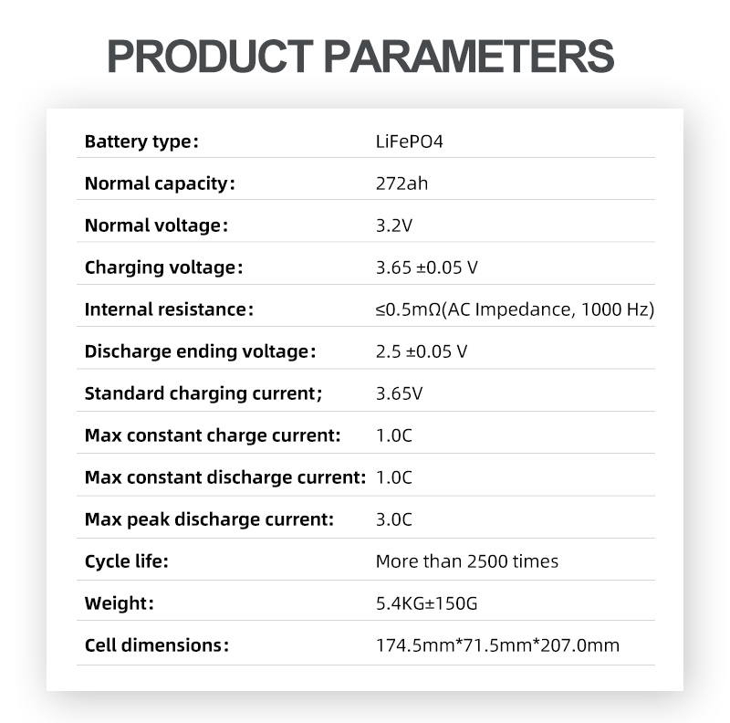 272Ah Lithium Ion Storage Battery 3.2V For Solar Energy Stock Motorhome