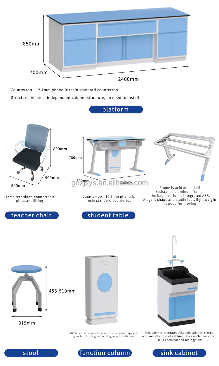 Classic Style School Chemical Lab Furniture With Aluminum-plastic Material