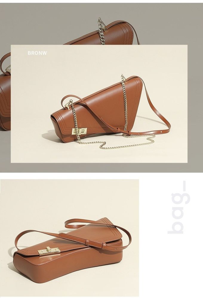 Ladies Shoulder Bag Genuine Leather Chain Strap Saddle Bags For Women