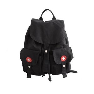 Red And Black Custom Logo Backpacks , Canvas Drawstring Bags With Pull String