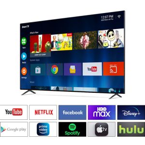 Frameless Smart TV with 97% Screen-to-Body Ratio for Home and Hotel Use Running