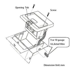 Home Pop Up Floor Socket , Square Floor Mounted Power Sockets With 2 Usb