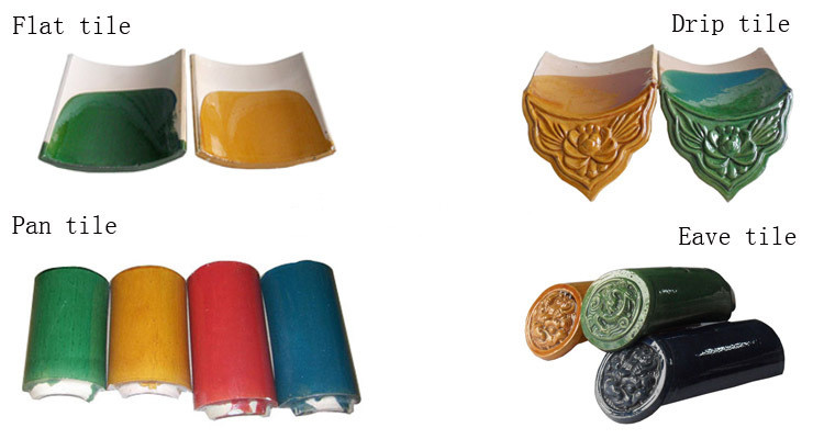 Natural Ceramic Material Chinese Temple Roof Tiles Celadon Glazed