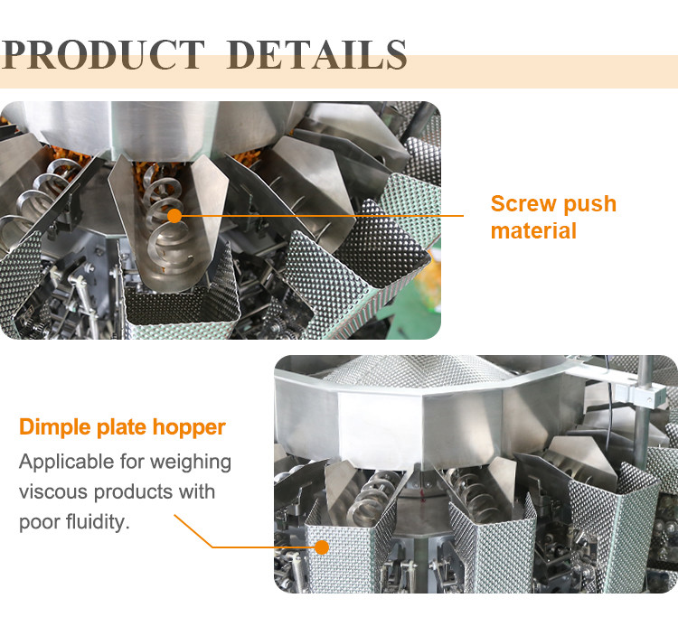 14 Head M/P 1.0L / 1.5L Multihead Weigher Machine For Oily Sticky Fresh Food