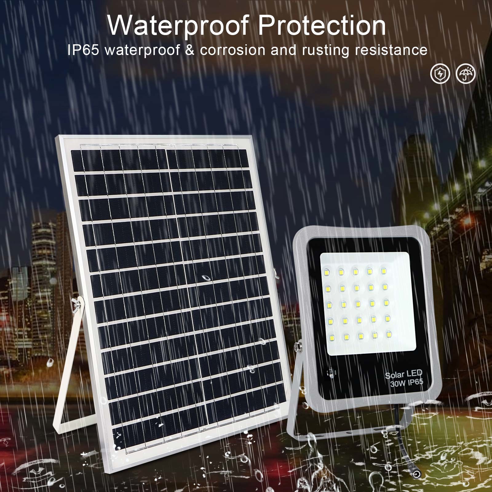 High Power Led Chip Outdoor Solar Flood Light 50W Aluminum For Garden