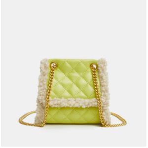 Autumn 15cm Chain Strap Shoulder Bag Plush Rhombus Bag