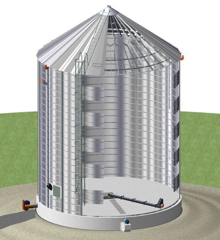 500/1000/10000 Ton Vertical Grain Silo Machine Hot Dip Galvanizing Coating For Storage