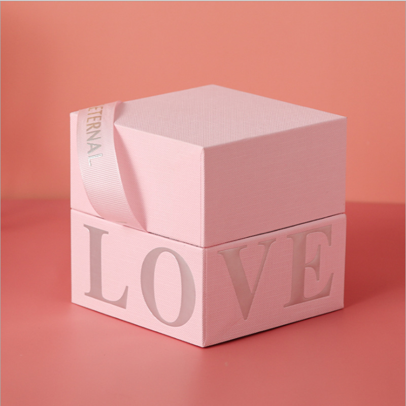 Portable Xmas Packaging Boxes Paper Lid for Valentines Gift 10x10x10