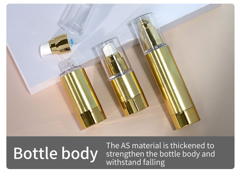 Empty Luxury Airless Pump Bottle 30ml 50ml Cream Vacuum Bottle Brushed Metal Replacement