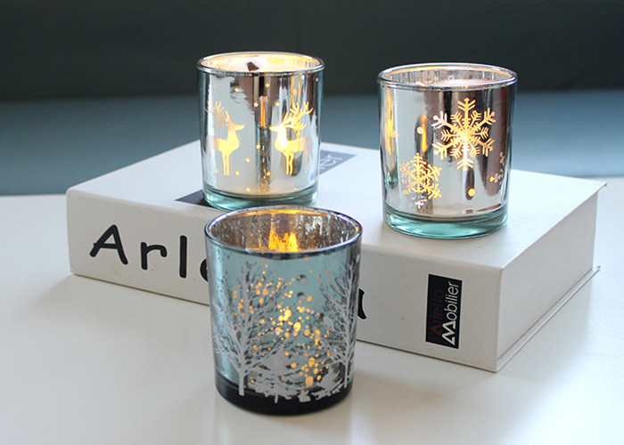 Glass Candle Cup Glass Electroplated Candle Jars Engraved Candle Jar