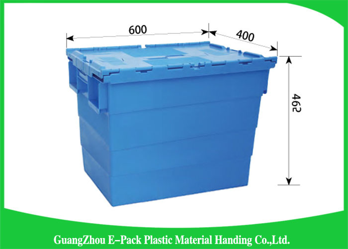 Durable Plastic Attached Lid Containers / Heavy Duty Plastic Storage Boxes