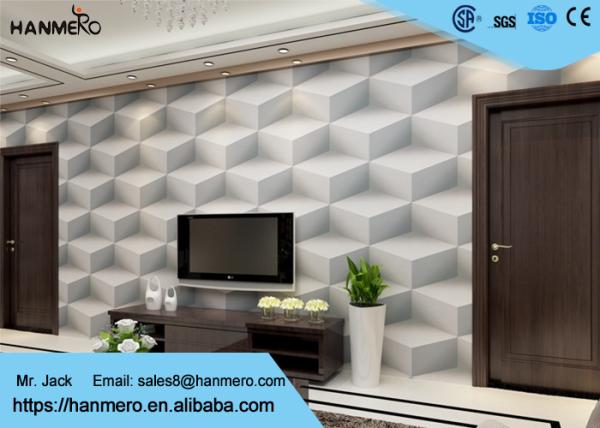 Gray Colro 3D Home Wallpaper Removable , 3D Effect Geometric Modern Wallpaper