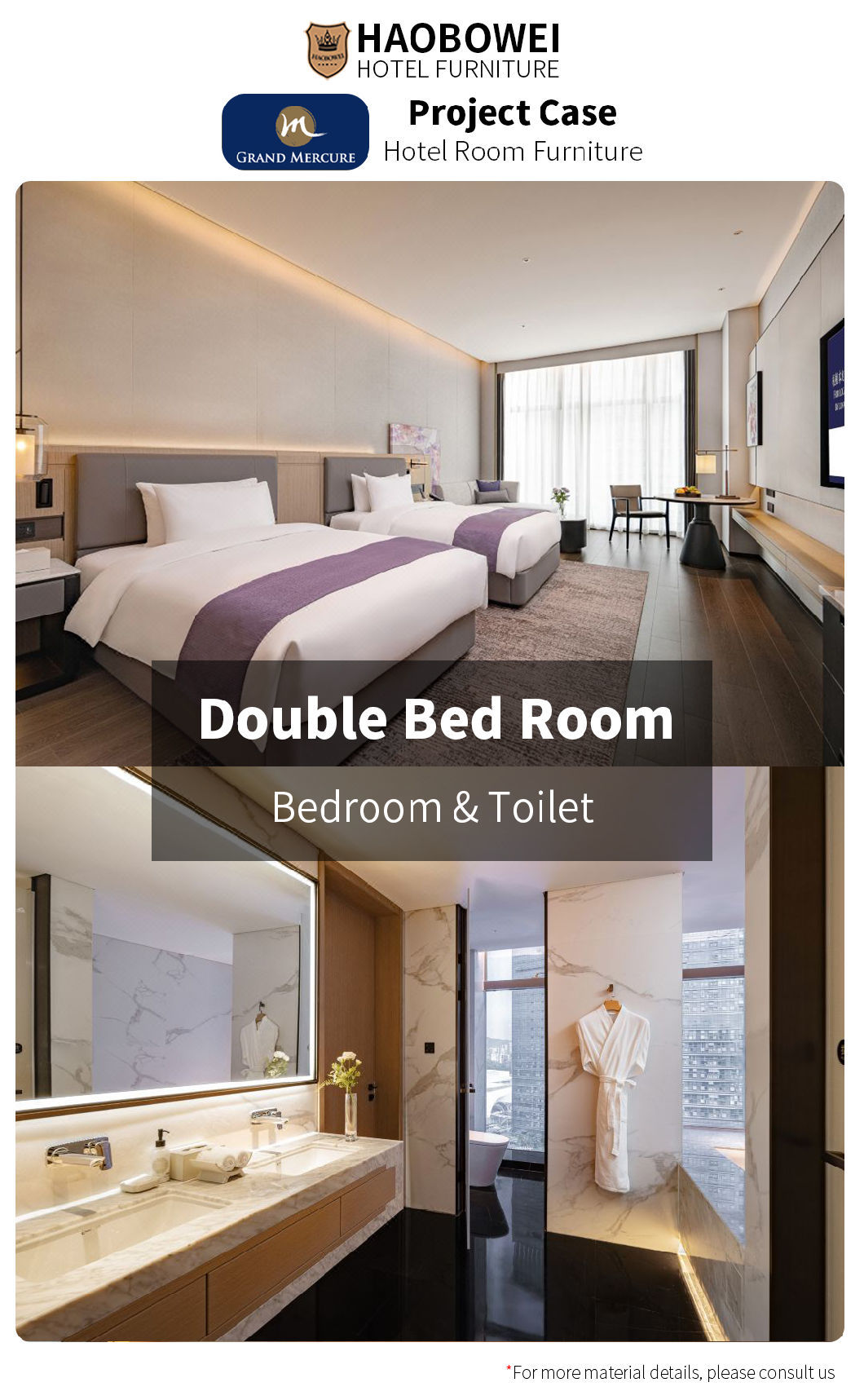 Hotel Foshan Modern Luxury King Size Bedroom Headboard Bed Custom Furniture Set