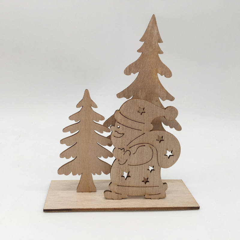 Christmas Tree Santa Elk Wooden Chips Festival Ornaments For Family Party Table Decorations