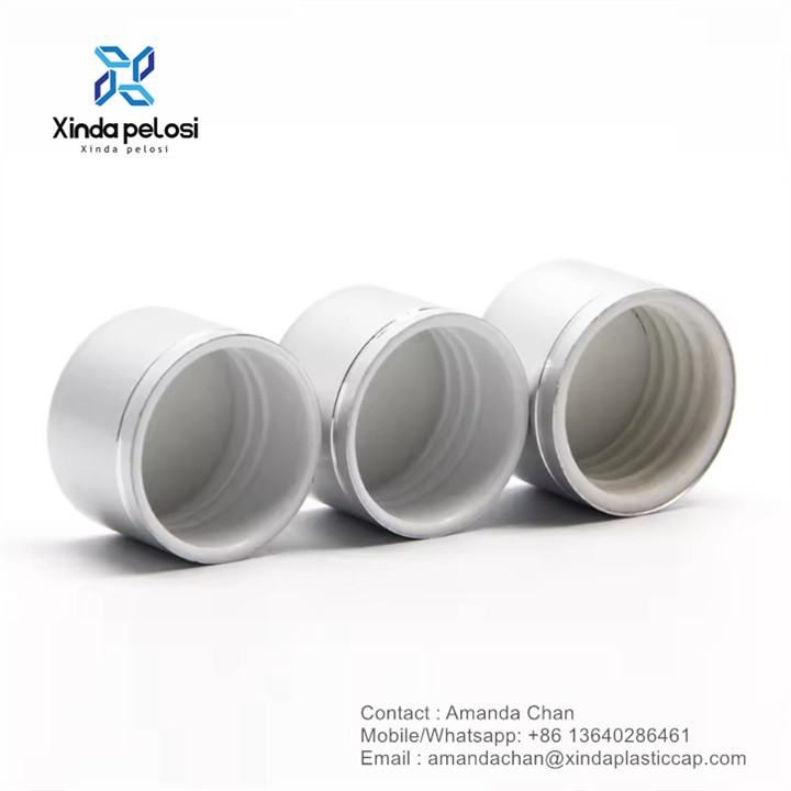 custom Aluminum Silver PP Plastic Screw Cover Cap For Cosmetic Packing Bottle