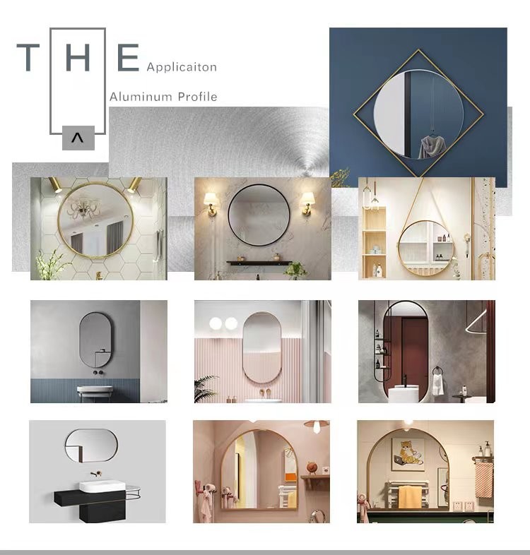 Brushed Aluminium Profile Oval Mirror Aluminum Frame For Furniture