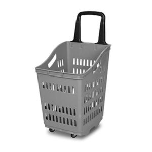 60L Capacity Plastic Trolley Basket with 360° Rotating Wheels and Stackable