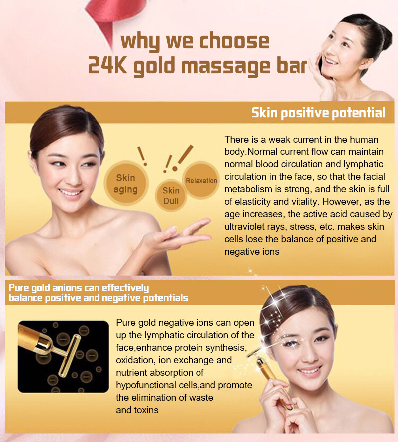 1.5V Home Use Anti Wrinkle Vibration T Shape 24k Beauty Bar