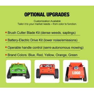 Cheap Crawler Lawn Mower with Remote | Gasoline Engine | Mowing Machine for