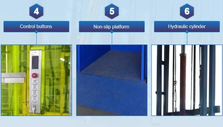 Heavy Duty Cargo Lift Table Hydraulic Guide Rail Cargo Elevator Lifting Platform