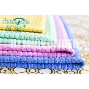 China MIcrofiber Weft Knitted Hand Towel home use kitchen stripe cleaning towel super soft on sale