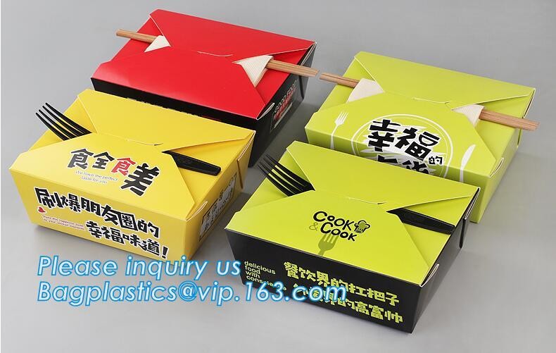 Cheap Cardboard foldable kraft paper lunch box with window,Lunch noodle fast food kraft paper box by customized logo pri