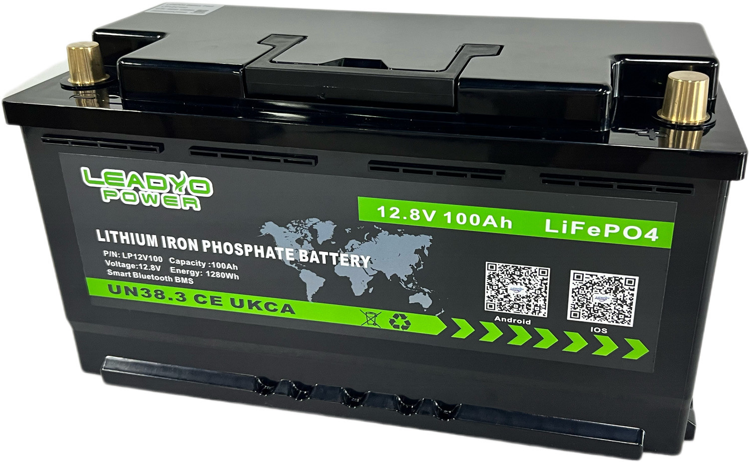  Bluetooth LiFePO4 lithium Iron Phosphate Battery 12V 100Ah With BMS Manufactures