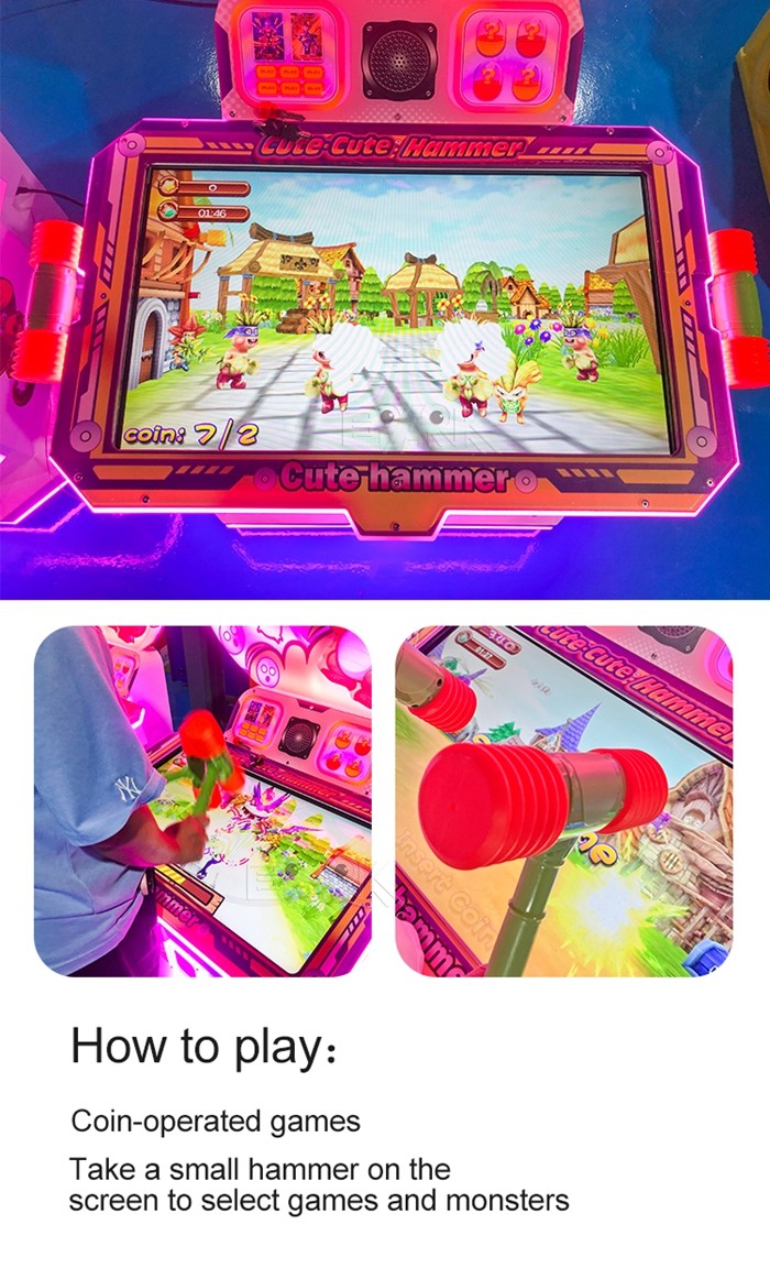 Mall Center Amusement Coin Operated Cute Hammer Capsule Toy Or Cards Video Game