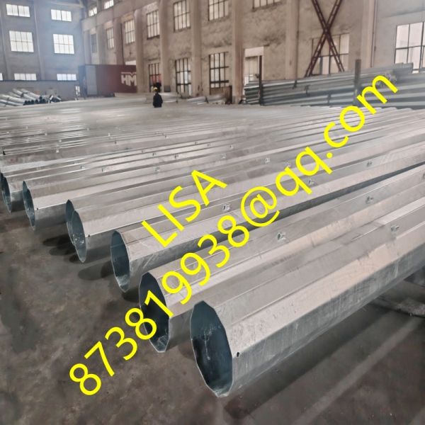 Quality 70FT 5mm Hot Dip Galvanized Dodecagonal Buried Steel Transmission Poles for sale