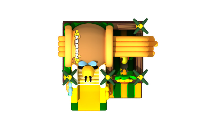 Double Stitching Inflatable Combos Bounce House Obstacle Course Lovely Bee Honey Jar With Snail