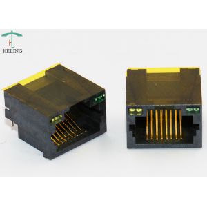 Thru Hole Type Right Angle RJ45 Modular Connector Unshielded With Customized LED