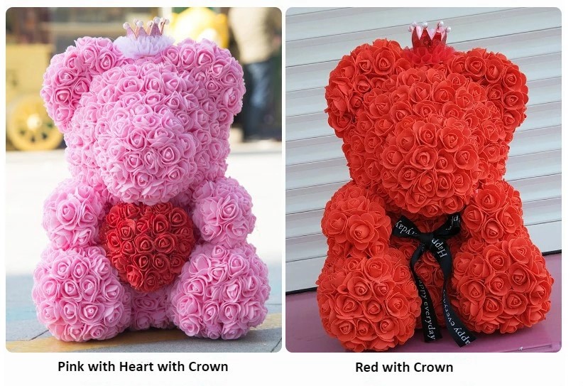Crazy selling gift foam rose teddy bear Factory Price Artificial Flower Gaint Teddy Bear