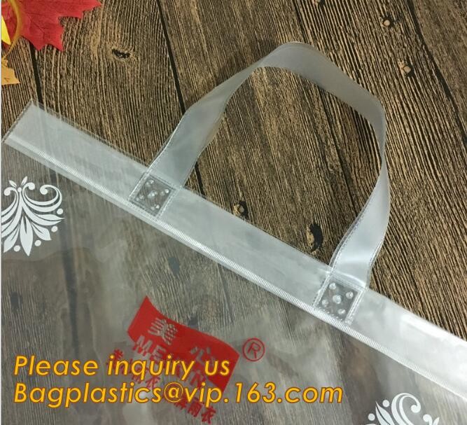 Factory Custom made Environmental PVC clear packaging toy storage handle bag,plastic tote packaging bag with handles fro