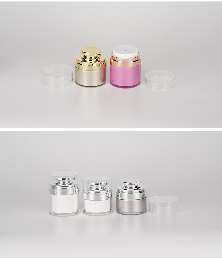 Custom 15ml 30ml 50ml Luxury Acrylic PP Plastic Airless Pump Powder Cream Skincare Empty White Jar For Cosmetic 1oz 2oz