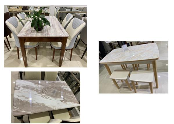 Even Texture Solid Rubberwood Dining Table , Compact Size Marble Dining Table