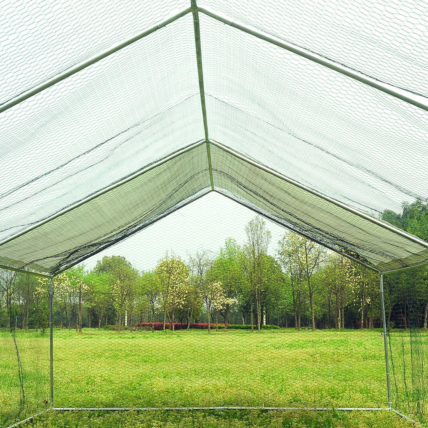 3x6x2m Chicken Run Walk in Chicken Cage Poultry Pet Coop for Rabbit Hen House Pen Metal Chicken Cage in Grey